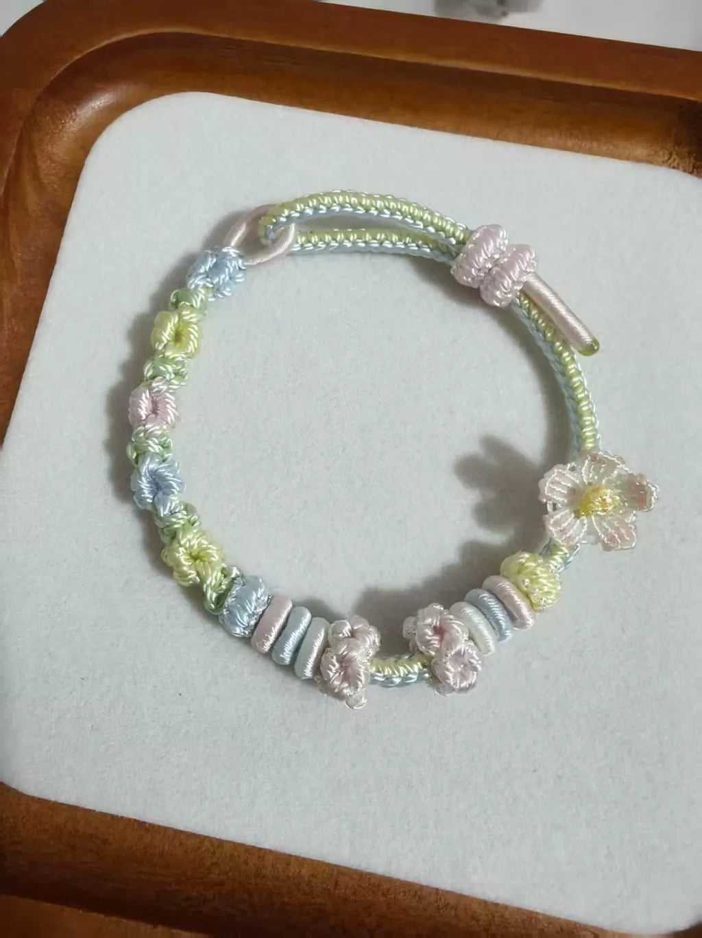 ハンドメイド グラデーション フラワー ブレスレット ピンク ブルー グリーン