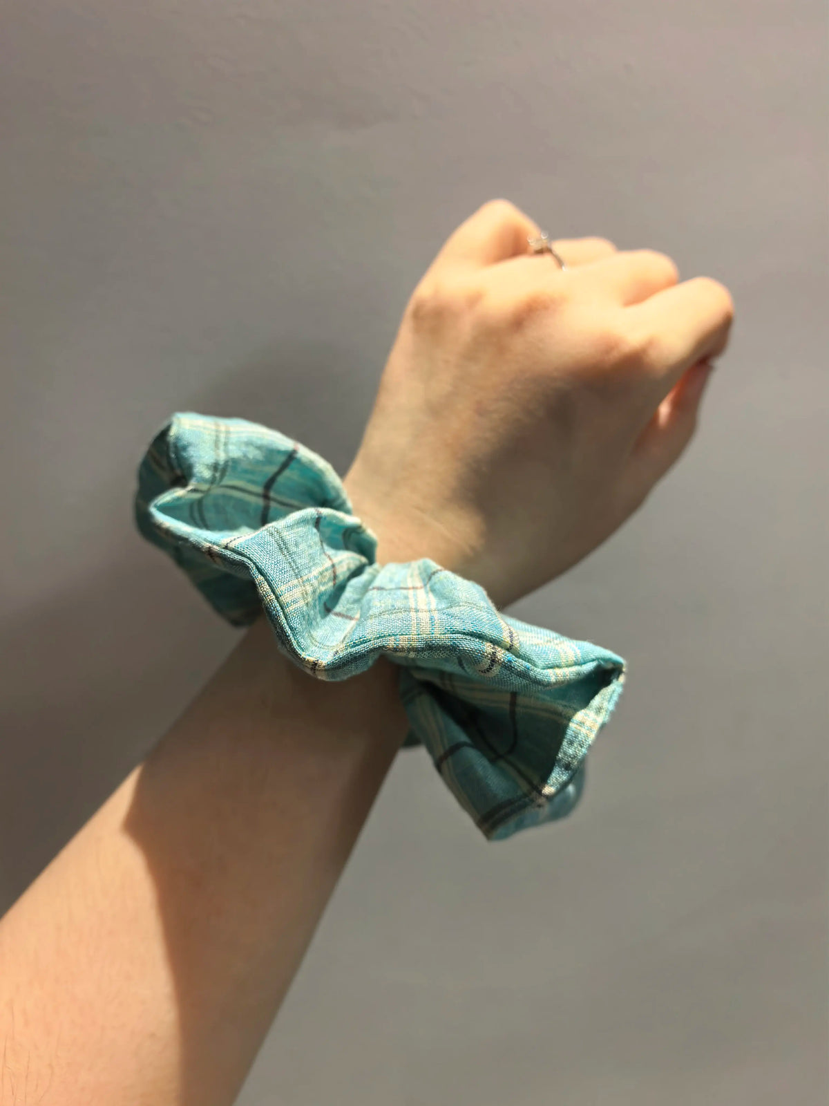 Light Blue Linen Hair Scrunchie