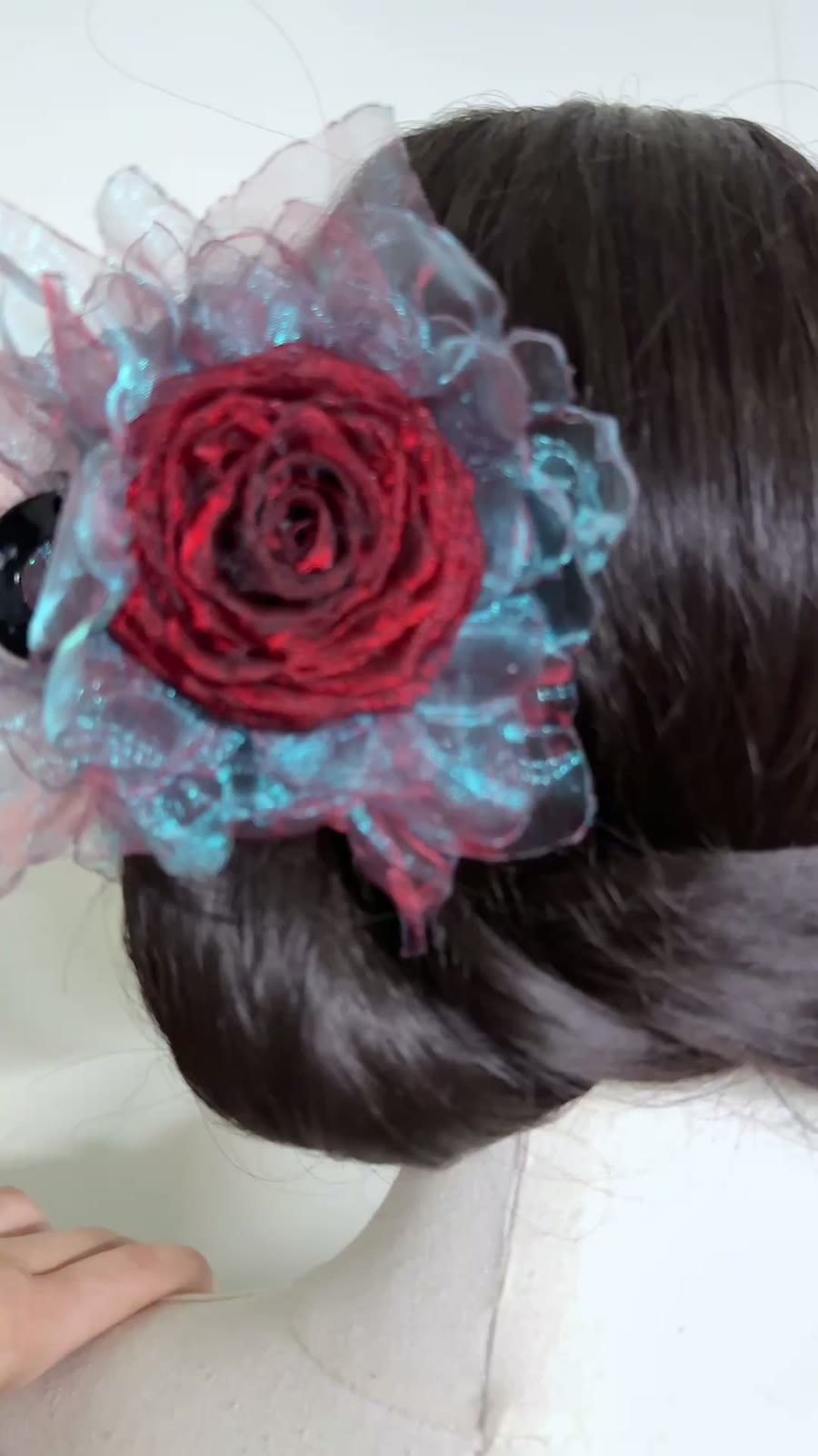 Handcrafted Fabric Rose Organza Claw Clip