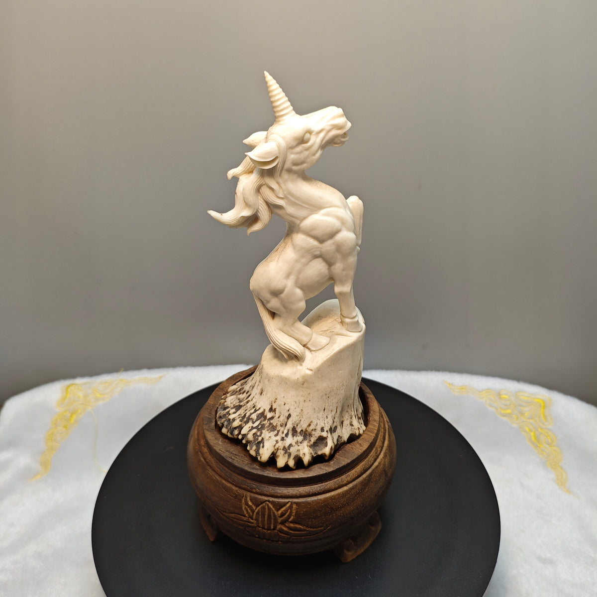 Hand Carved Deer Antler Unicorn Figurine