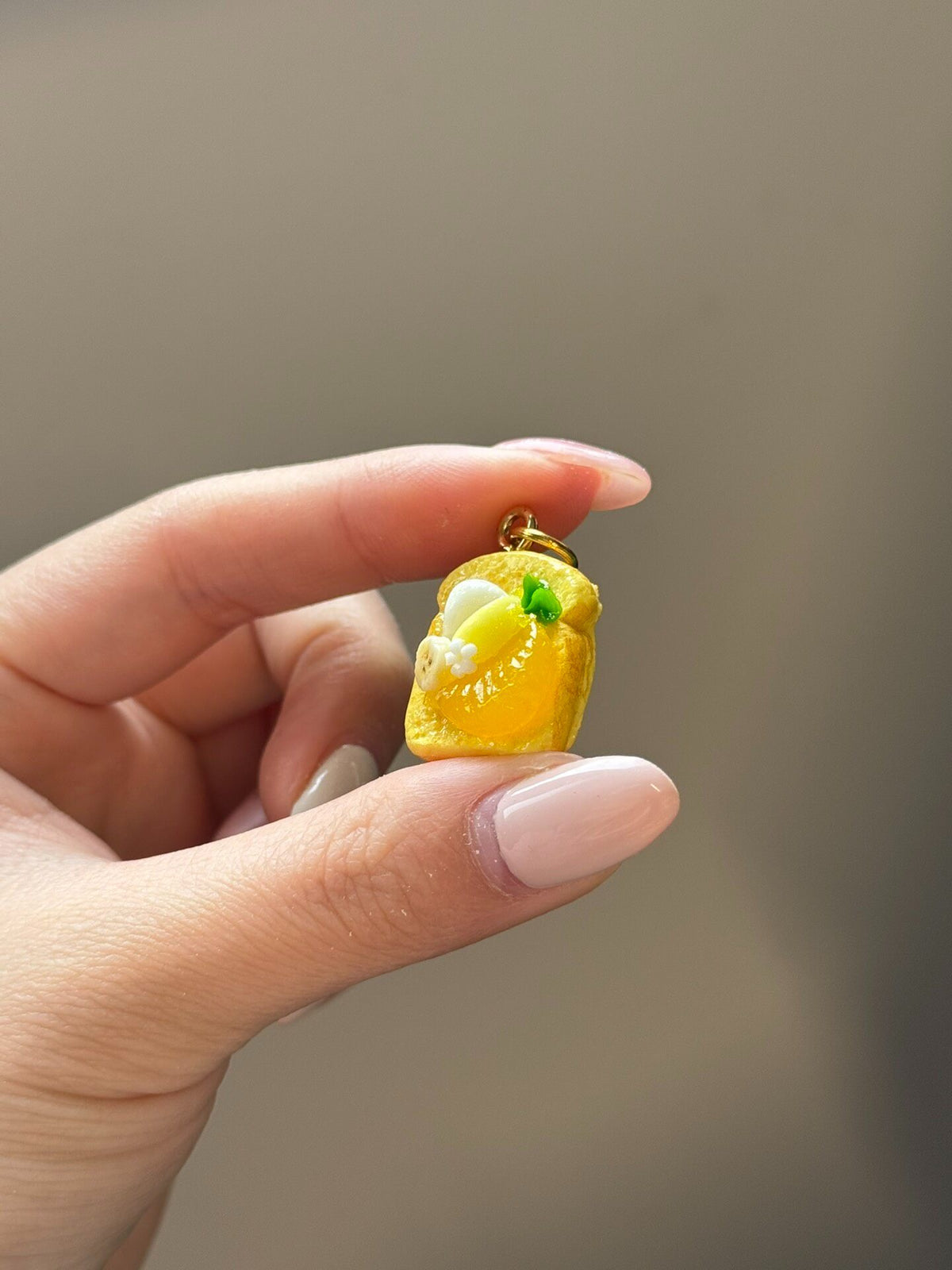 Handmade Clay Orange Toast Charm