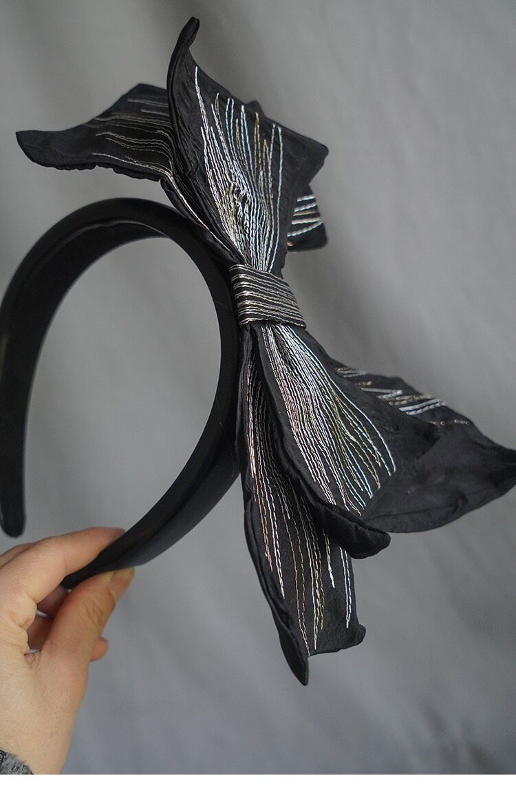 Textured Leather Bow Headband