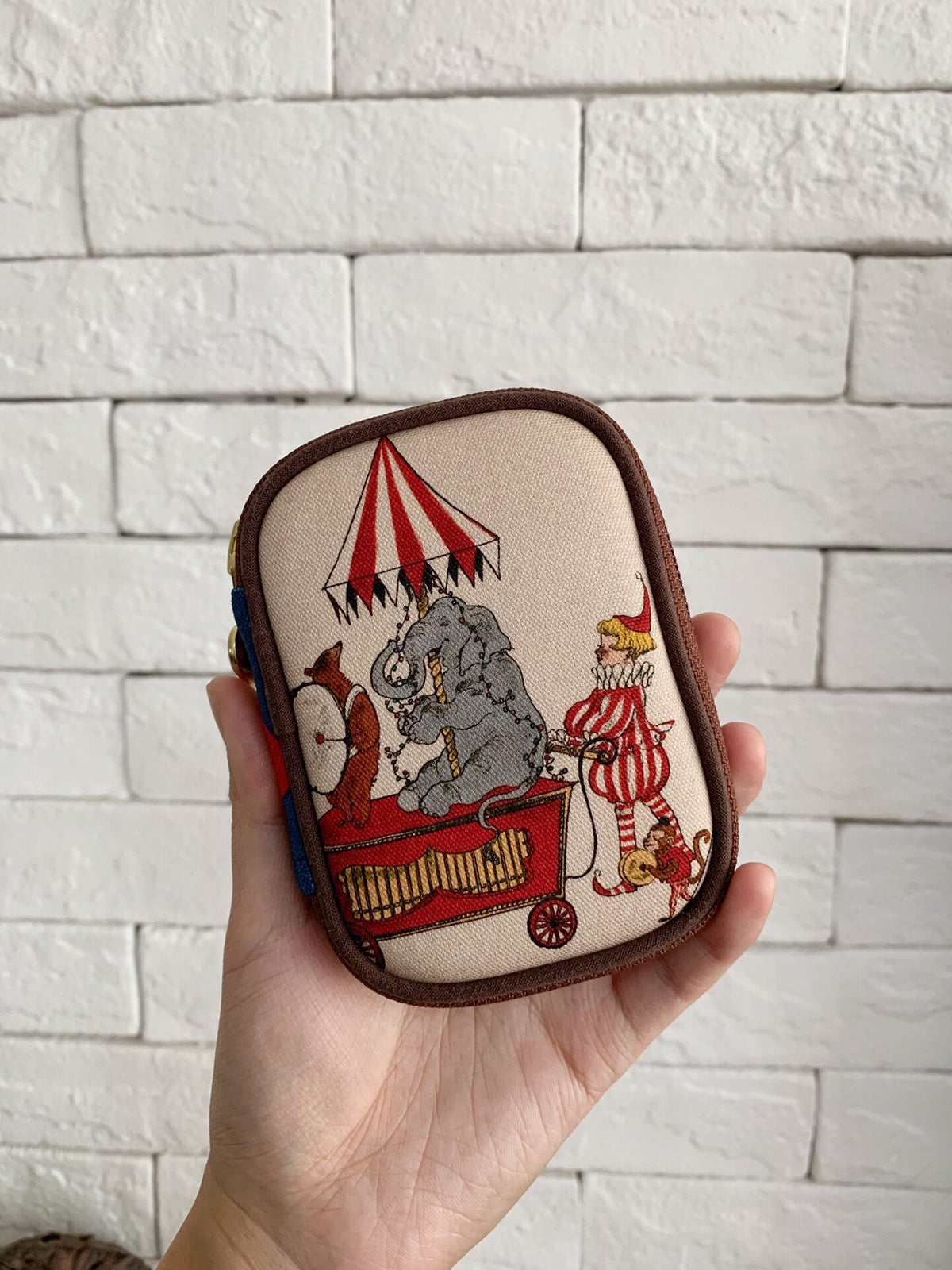 Circus Print Organizer Pouch with Zipper
