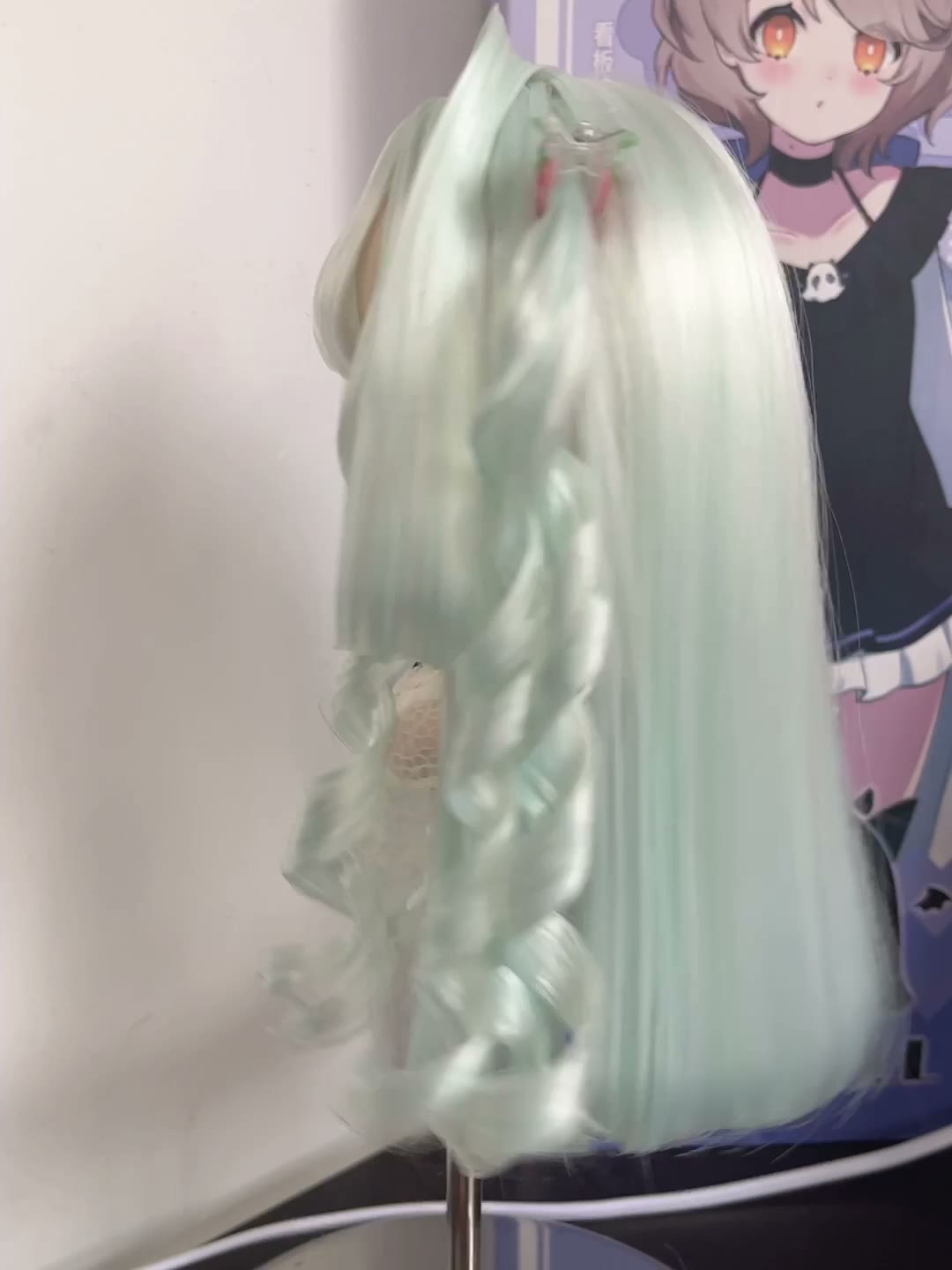Doll Wig Pastel Mint Twin Tails