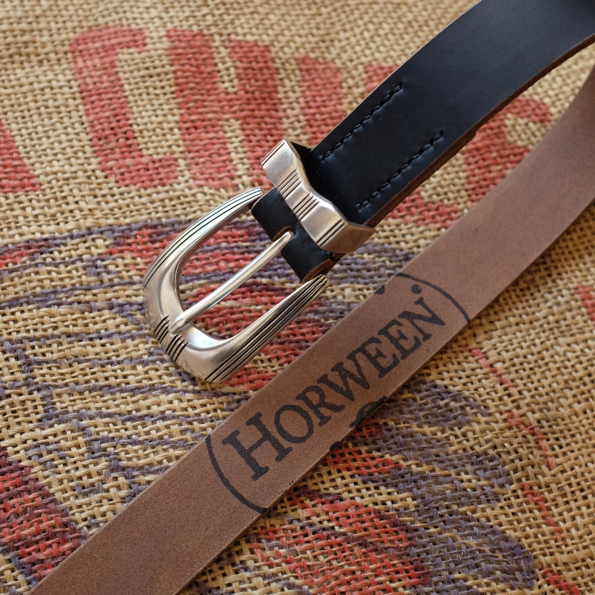 Horween Leather Belt Set Silver Plated