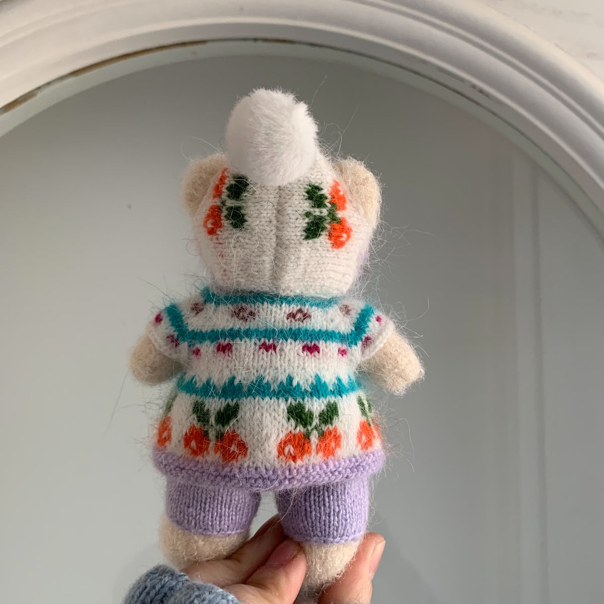 Handmade Knitted Bear Plush Keychain 12cm