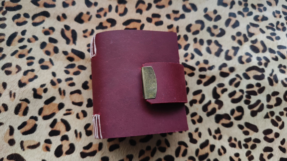 Burgundy Leather Journal Mini Notebook