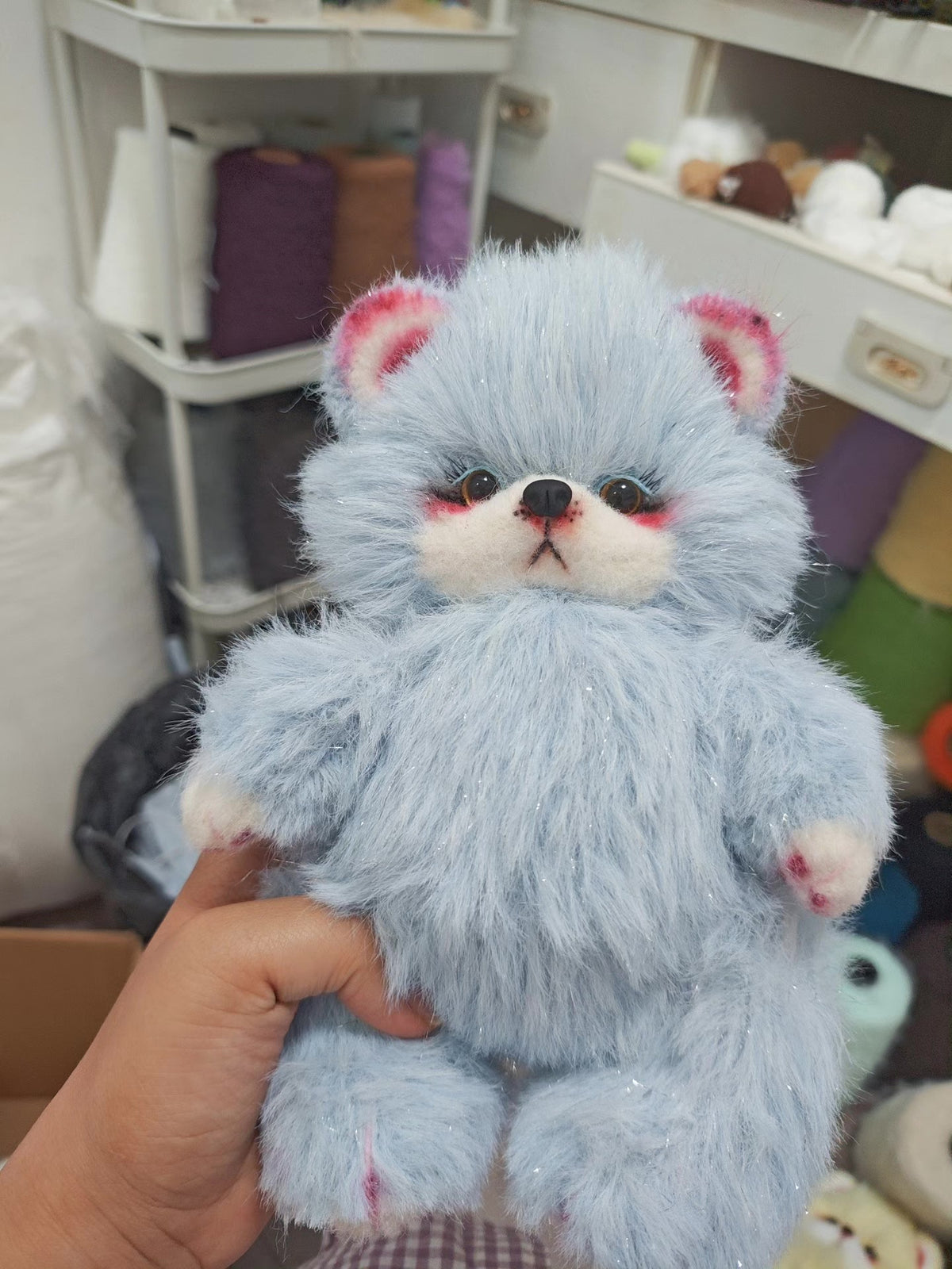 Ours en peluche bleu clair scintillant