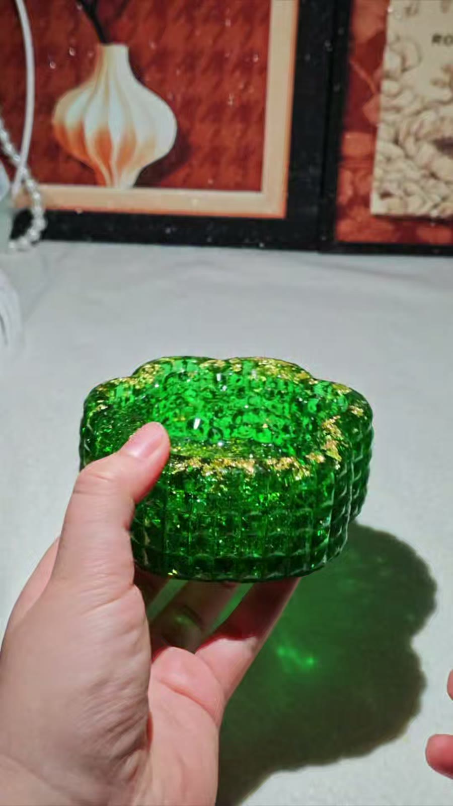 Emerald Green Cat Paw Diamond Storage Box