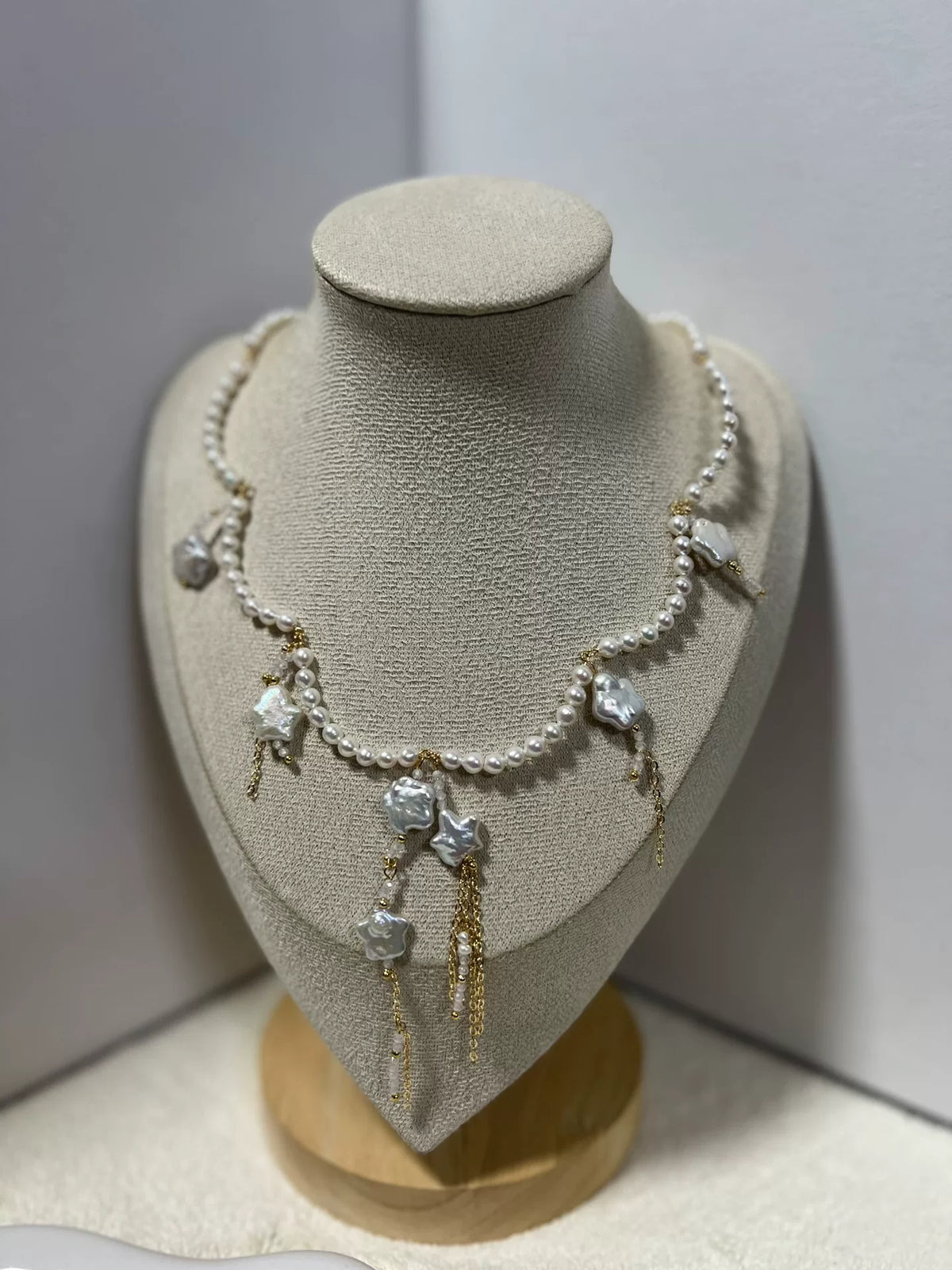 Freshwater Pearl Star Charm Necklace