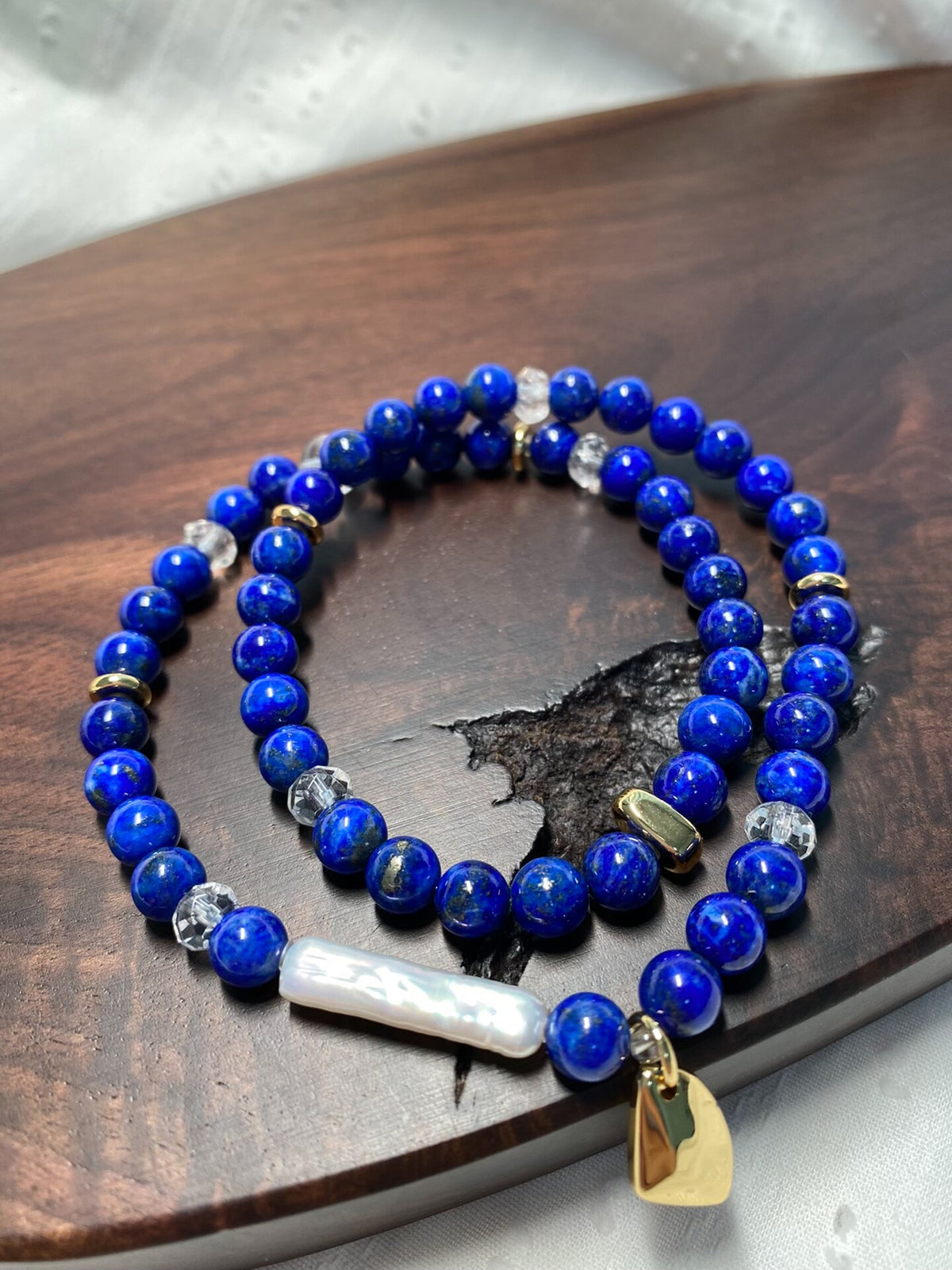 Lapis Lazuli Crystal Double Loop Bracelet