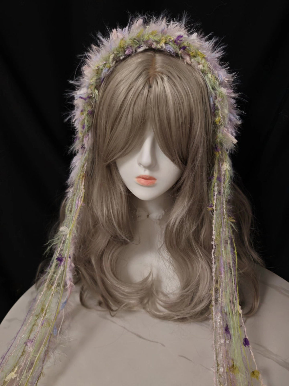 Pastel Lavender Green Headband with Streamers