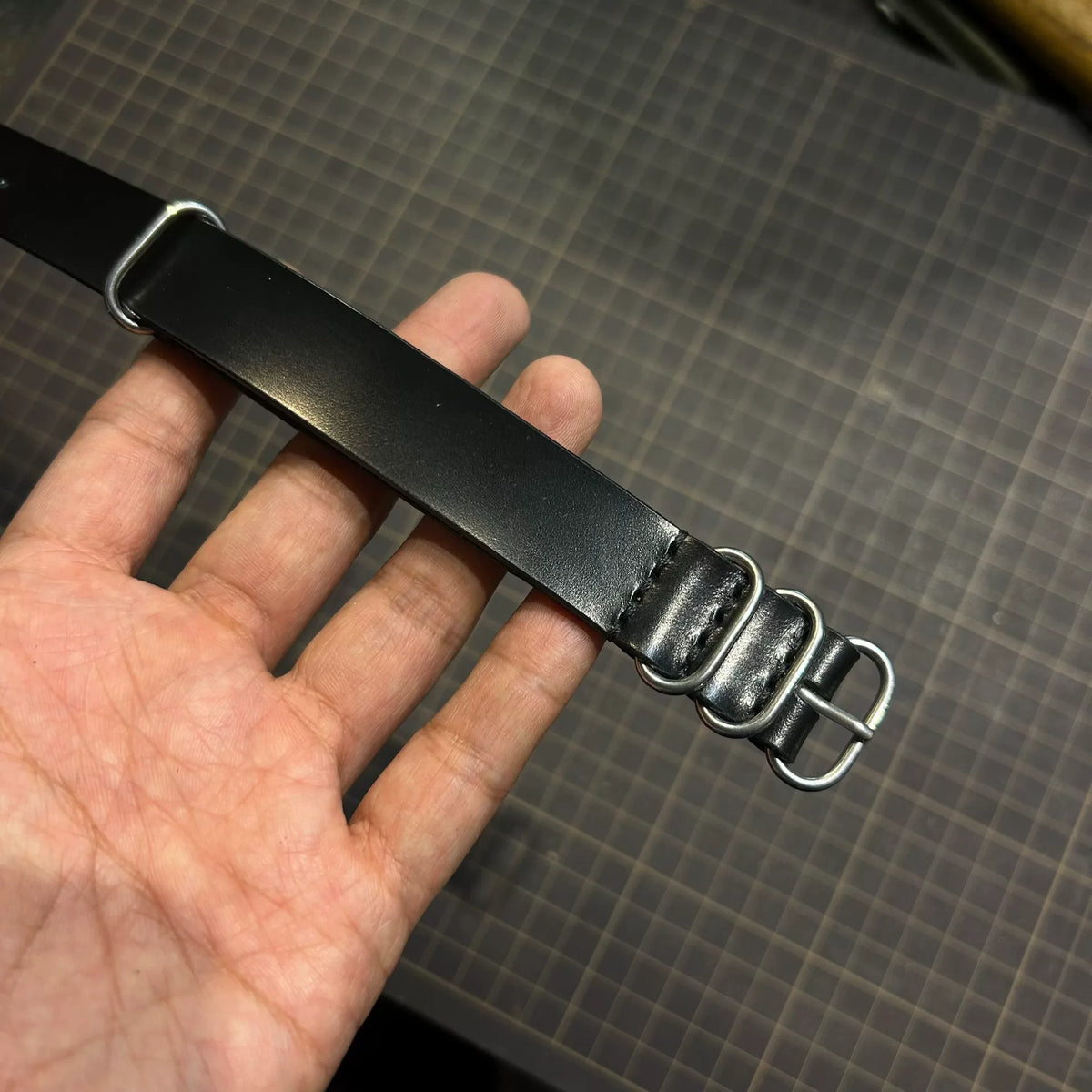 Black Leather NATO Watch Strap