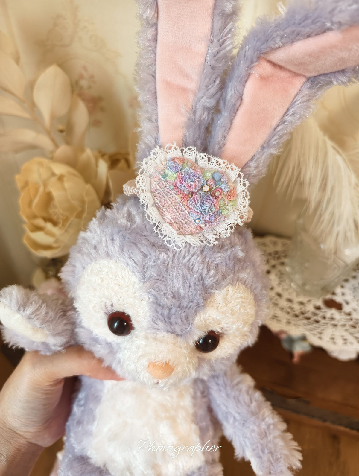Embroidered Rabbit Iris Hair Clip Set