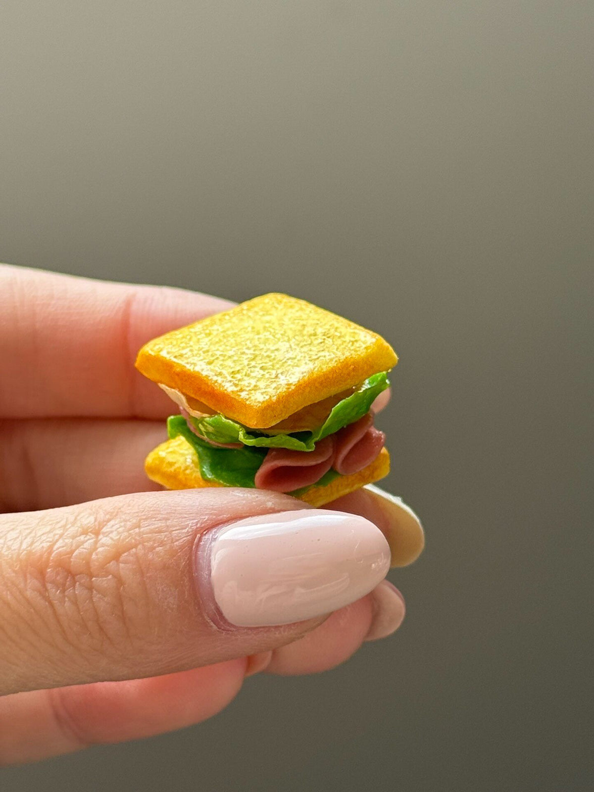 Miniature Clay Ham Egg Sandwich Charm