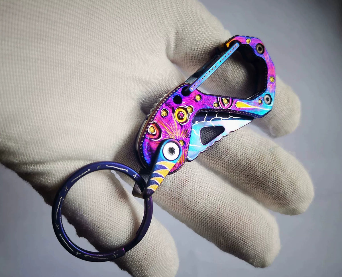 Porte-clés multi-outil en alliage de titane 6,5 cm