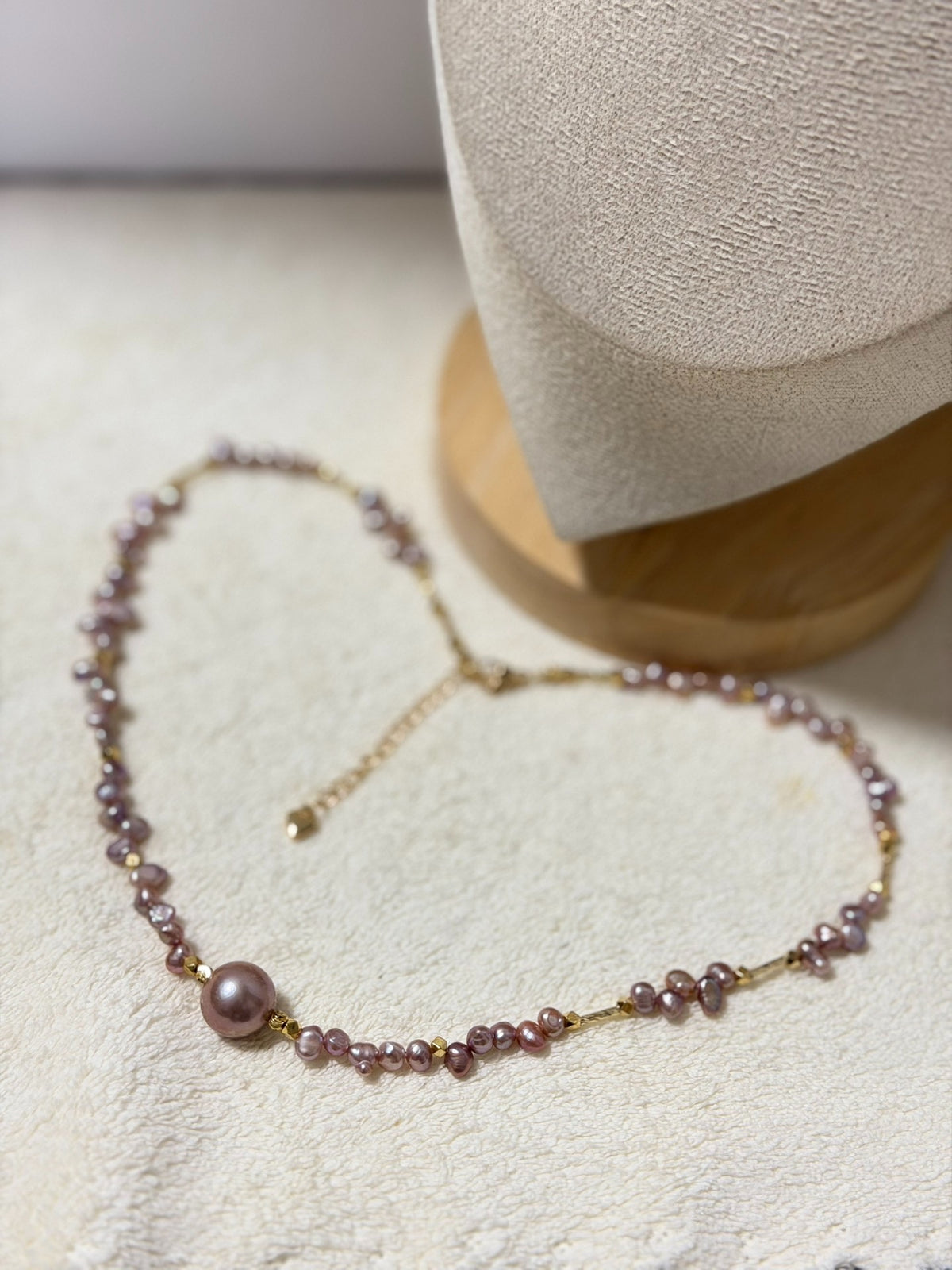 Purple Edison Pearl Necklace with Petal Pearls