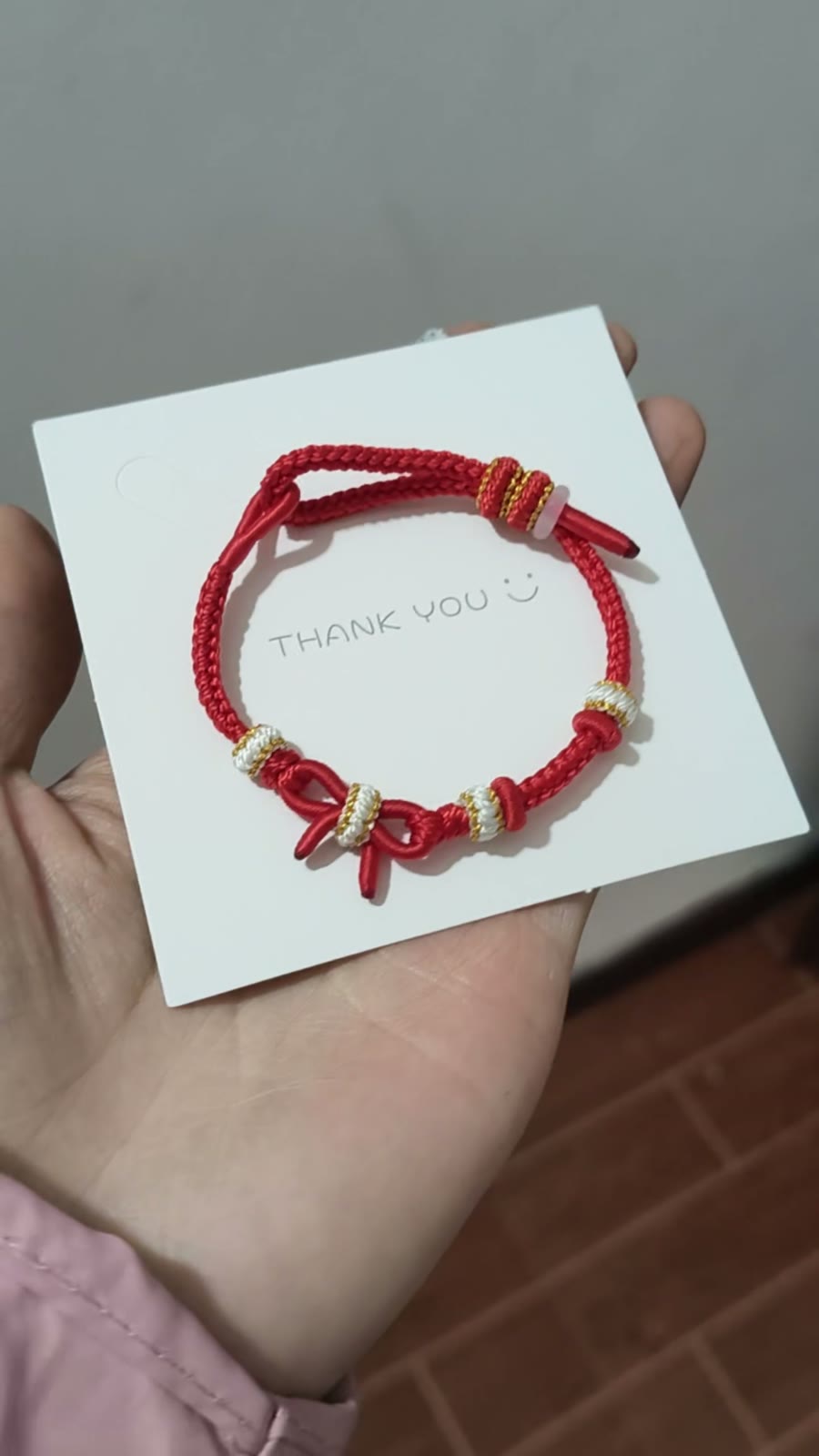 Hand Braided Red Cord Bracelet with Bow