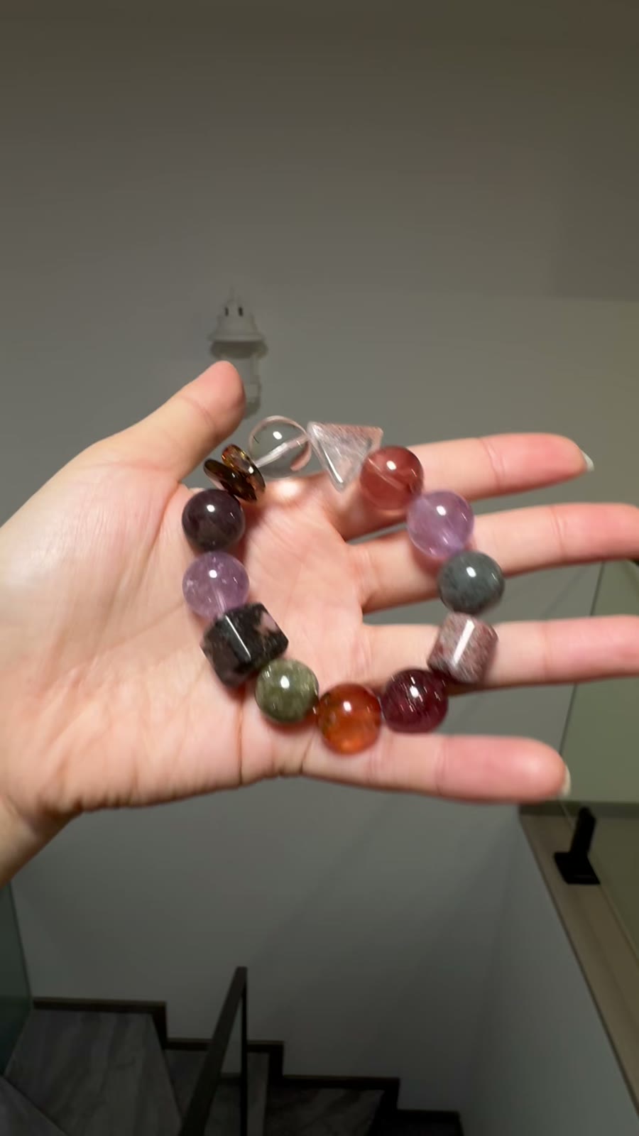 Amethyst Phantom Quartz Mixed Bead Bracelet