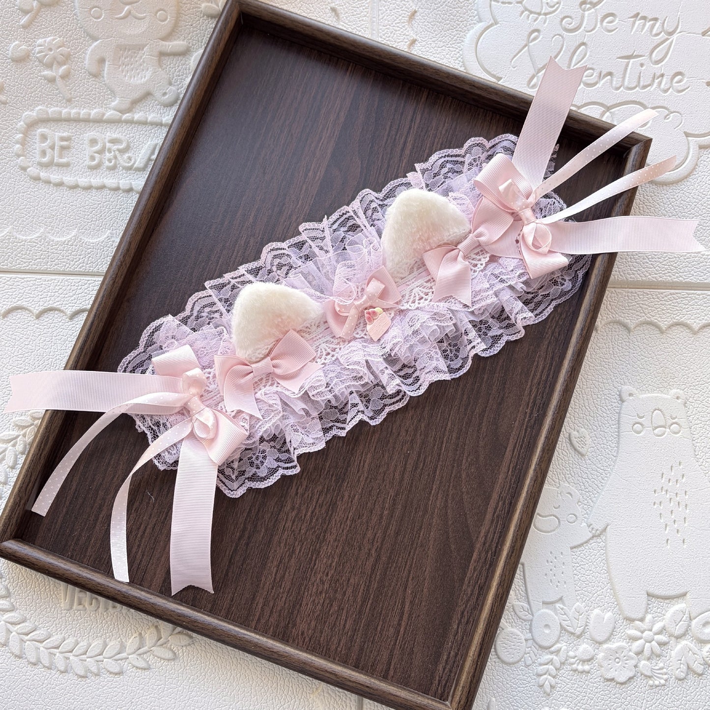 Pink Strawberry Cat Ear Lace Headband Lolita Hair Accessory