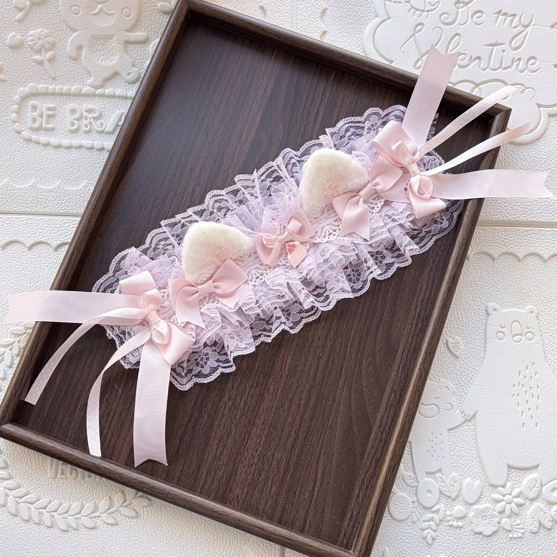 Pink Strawberry Cat Ear Lace Headband Lolita Hair Accessory