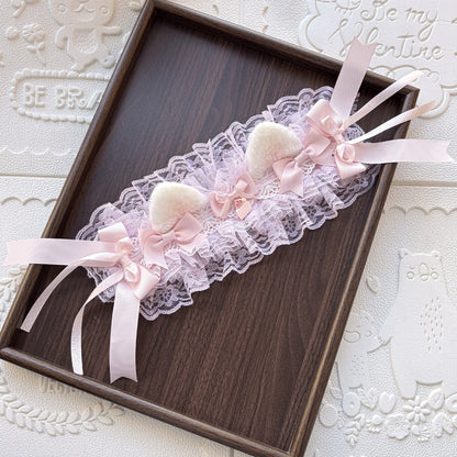 Pink Strawberry Cat Ear Lace Headband Lolita Hair Accessory