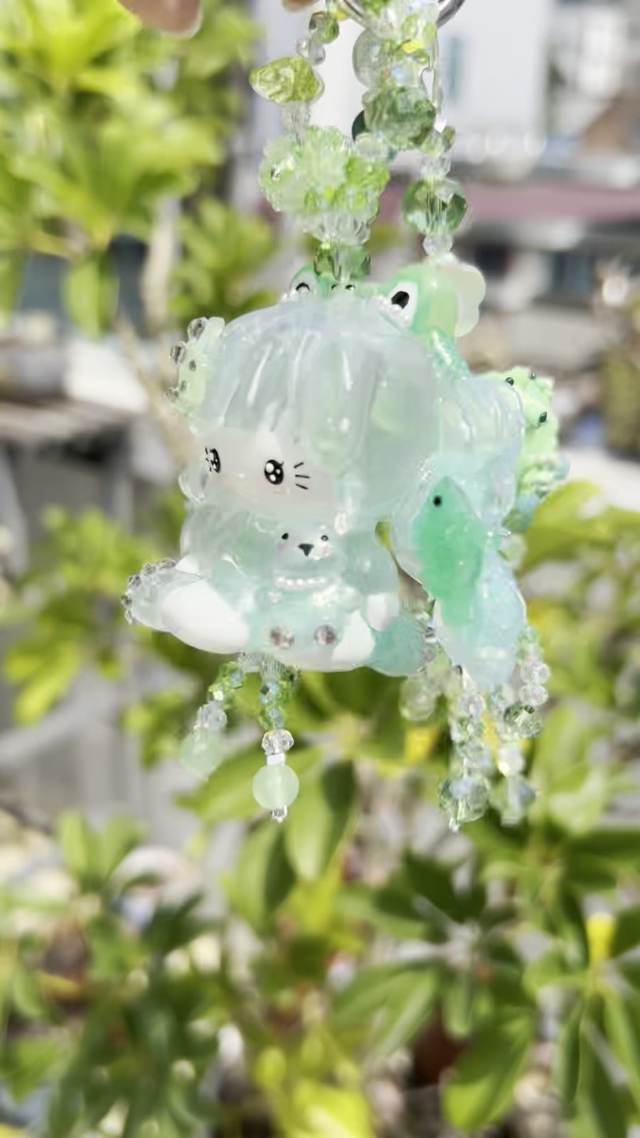 Charm de Bolsa de Contas Kitty Verde