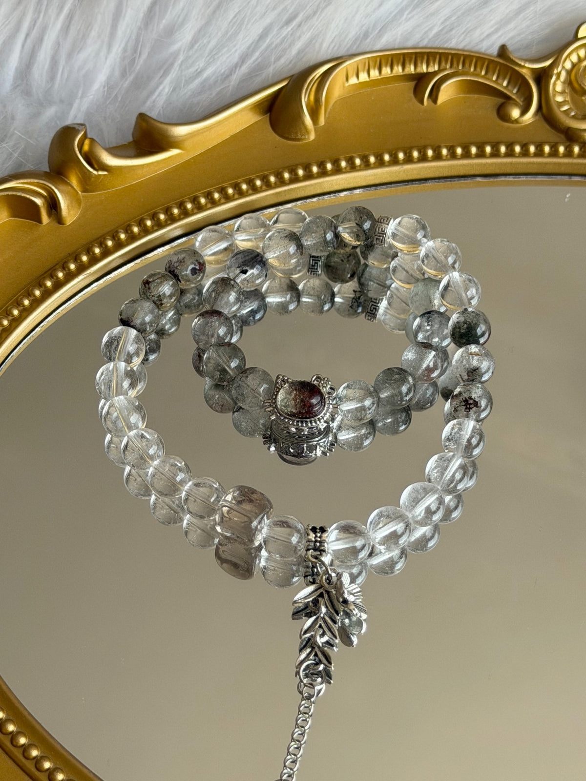 Green Phantom Quartz Double Loop Crystal Bracelet