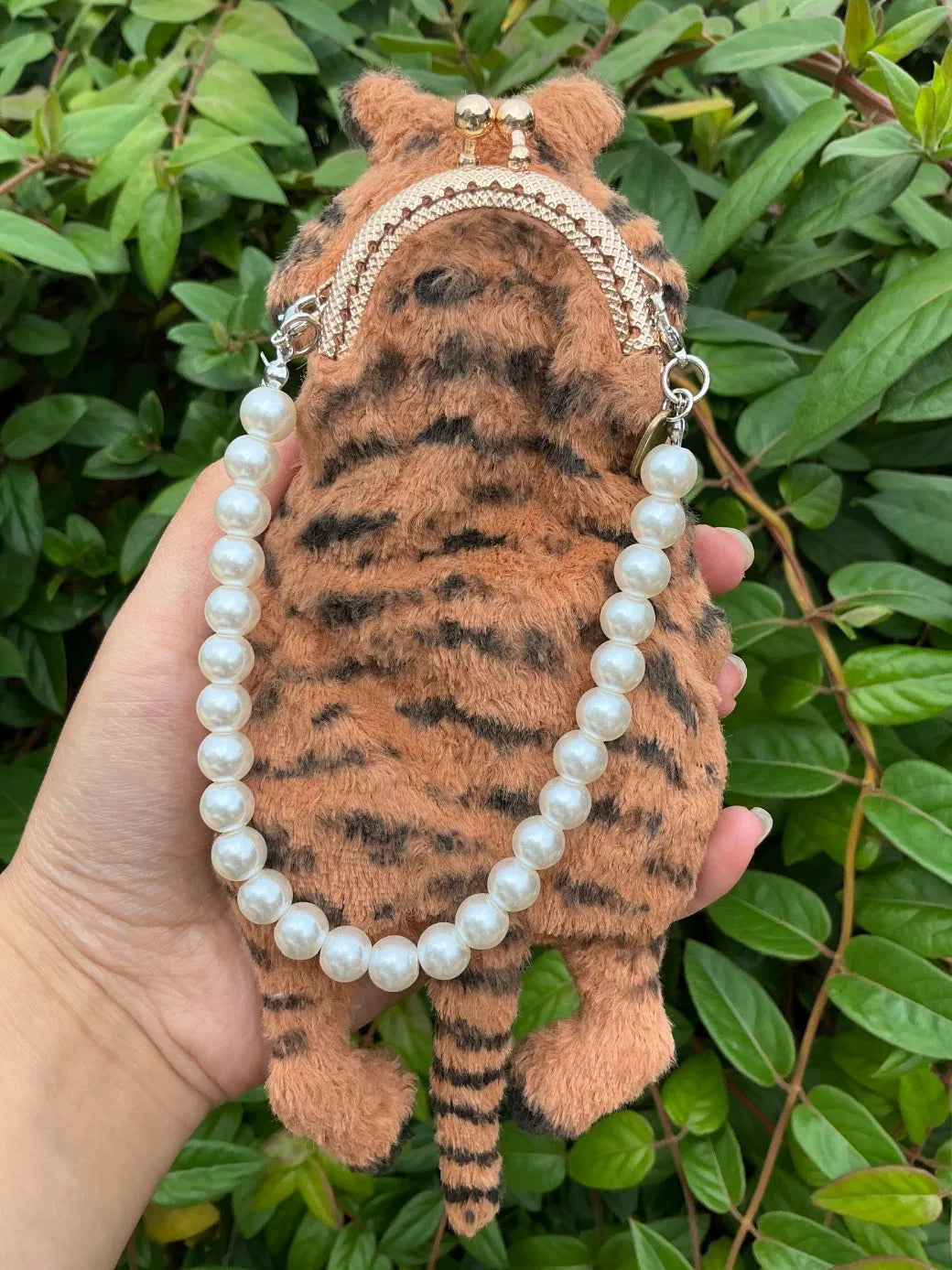 Tiger Cub Plush Coin Purse with Pearl Handle