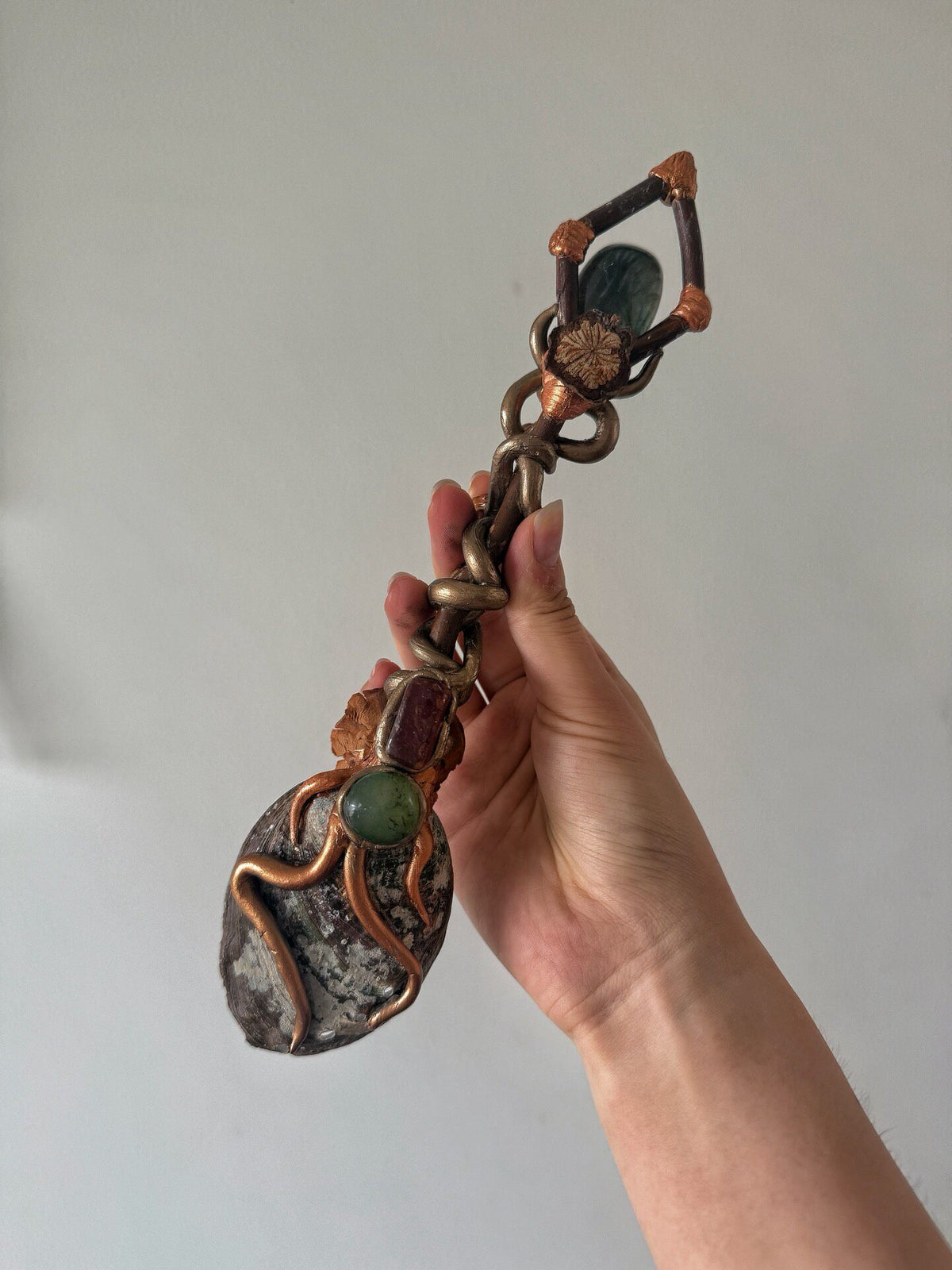 Witch Shell Spoon with Labradorite Handle