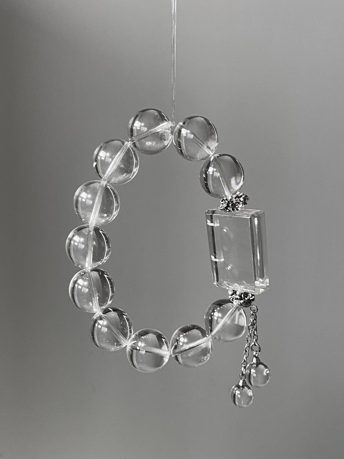 Clear Crystal Bead Bracelet 14.5mm Pendant