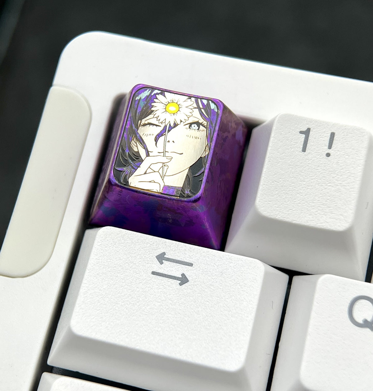 Titaniumlegering Anime Keycap Paarse Madelief