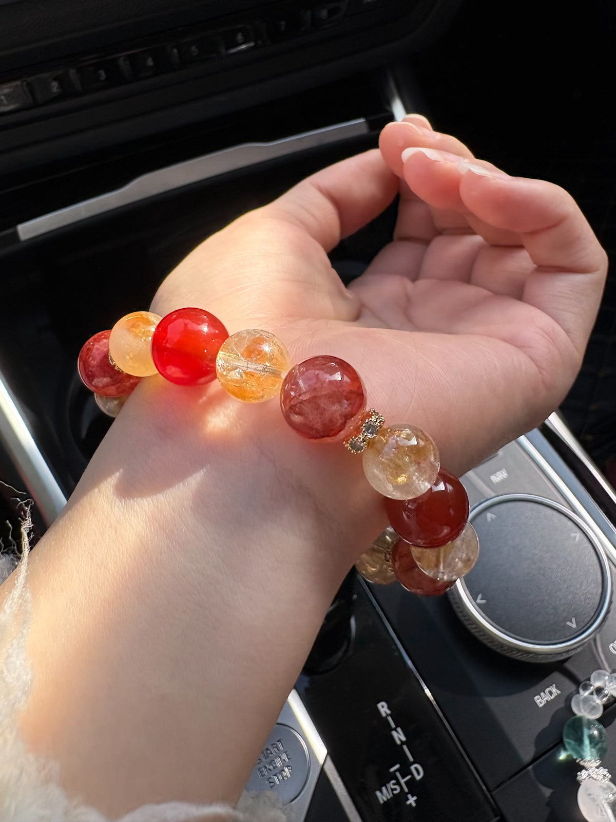 Yellow Tower Crystal Red Agate Bracelet