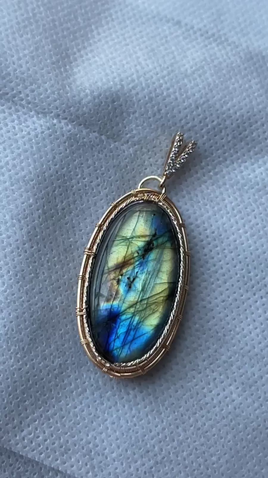 Natural Labradorite Minimalist Wire Wrapped Pendant