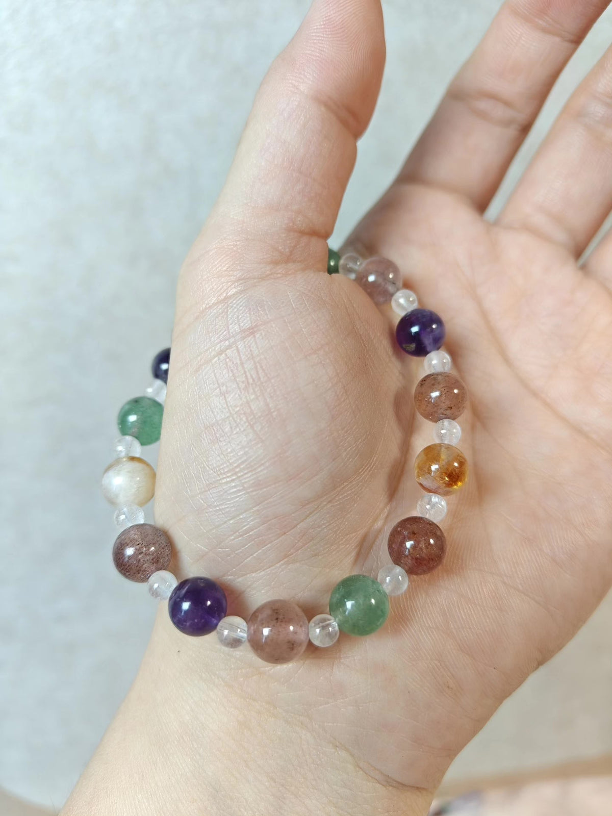 Natural Crystal Beaded Bracelet Round Beads