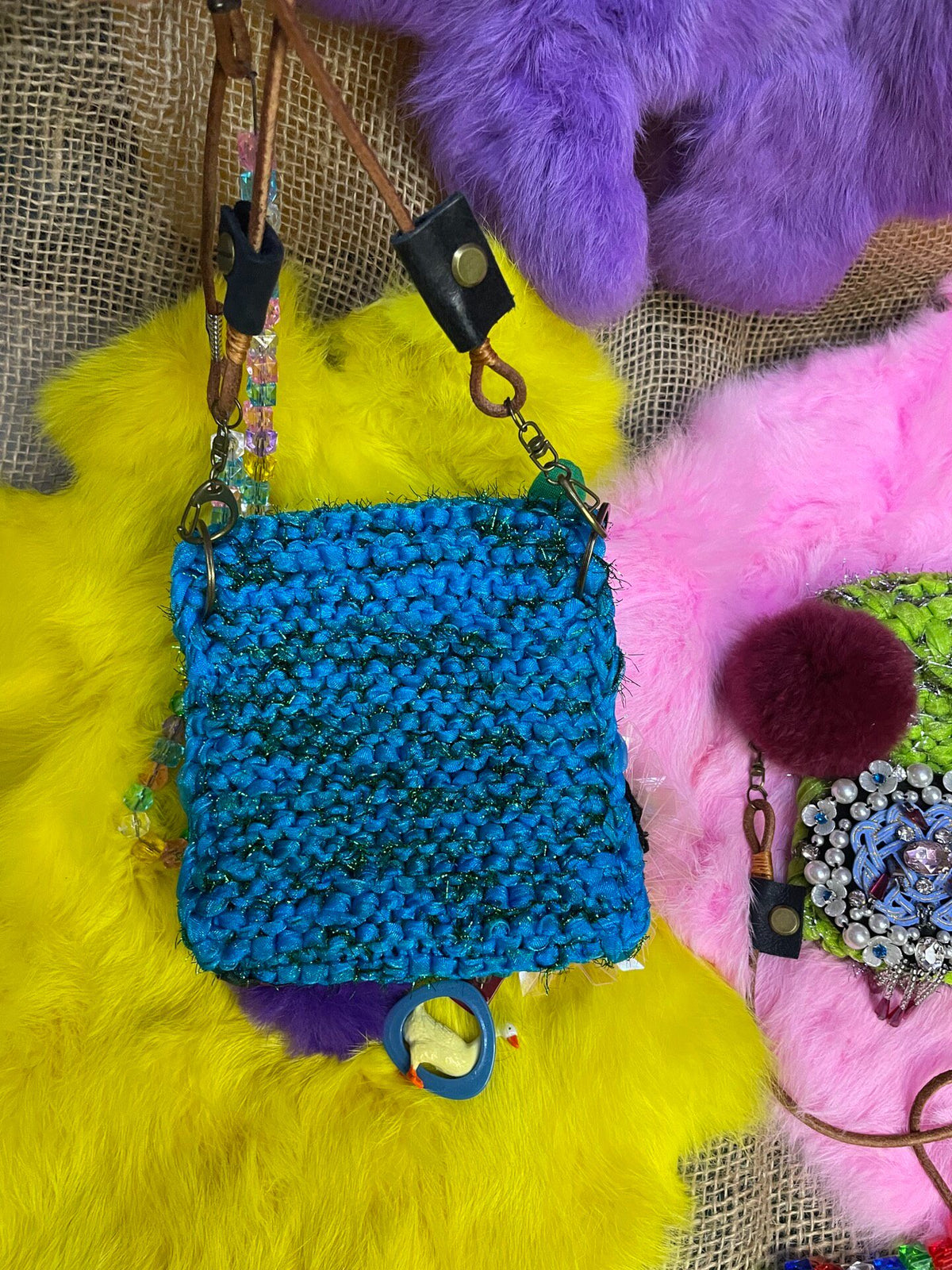 Knitted Tinsel Crossbody Mini Bag