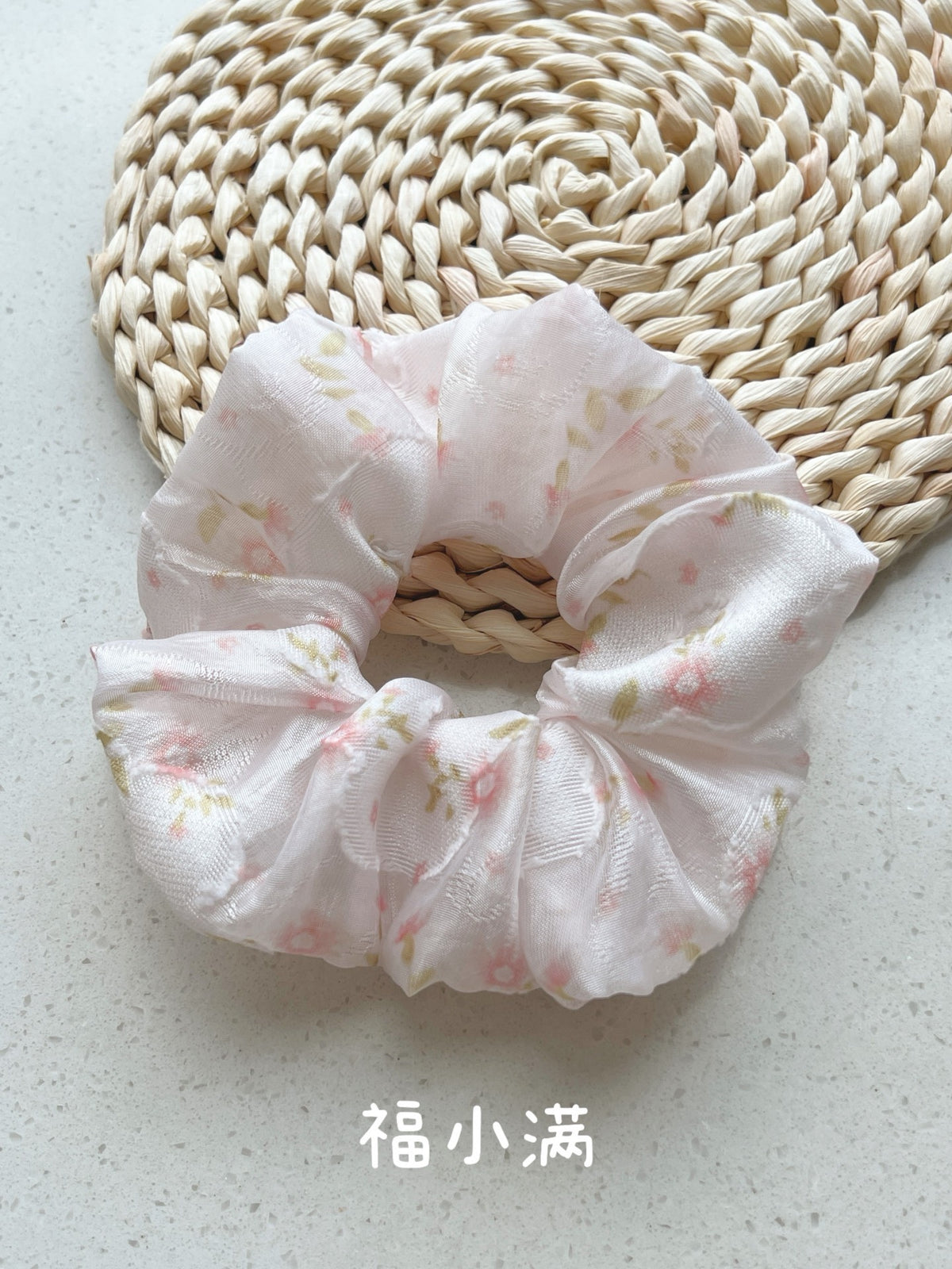 Pink Floral Scrunchie Handmade Summer Accessory