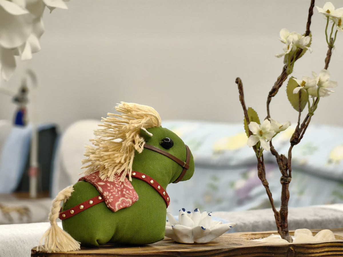 Handmade Green Fabric Horse Ornament