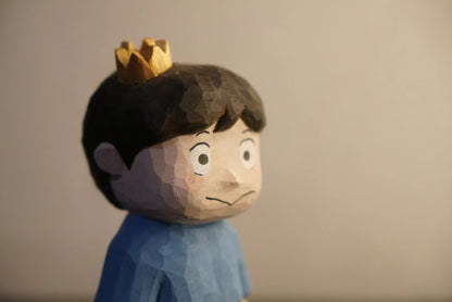 Hand-Carved Basswood Woggy Figure 10cm Low-Poly Style