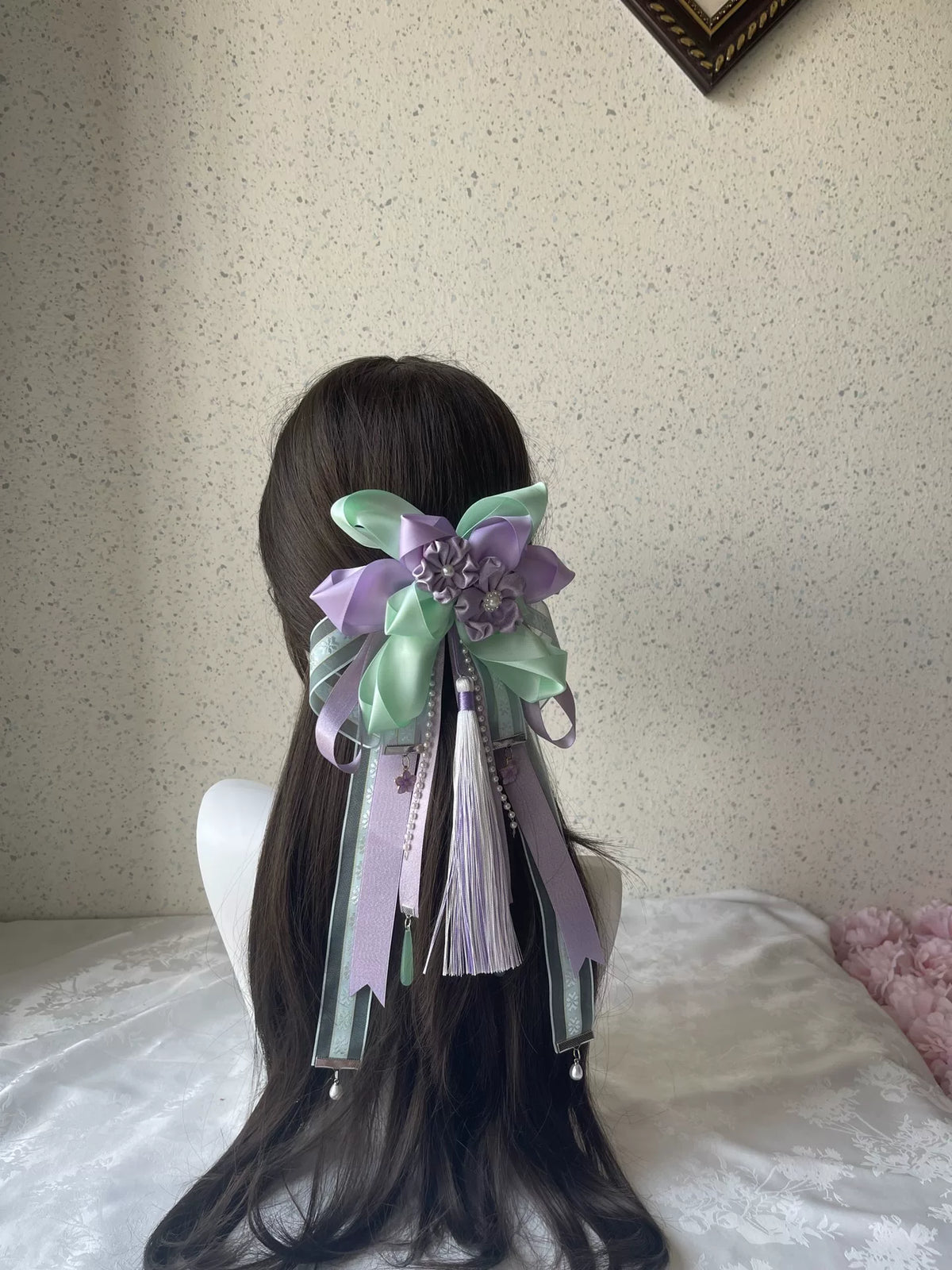 Pince à cheveux nœud Lolita lavande et menthe