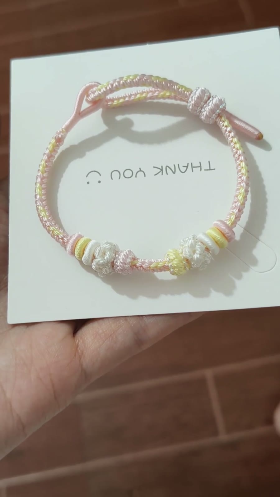 Handgevlecht Koordarmband Roze-Geel Verloop