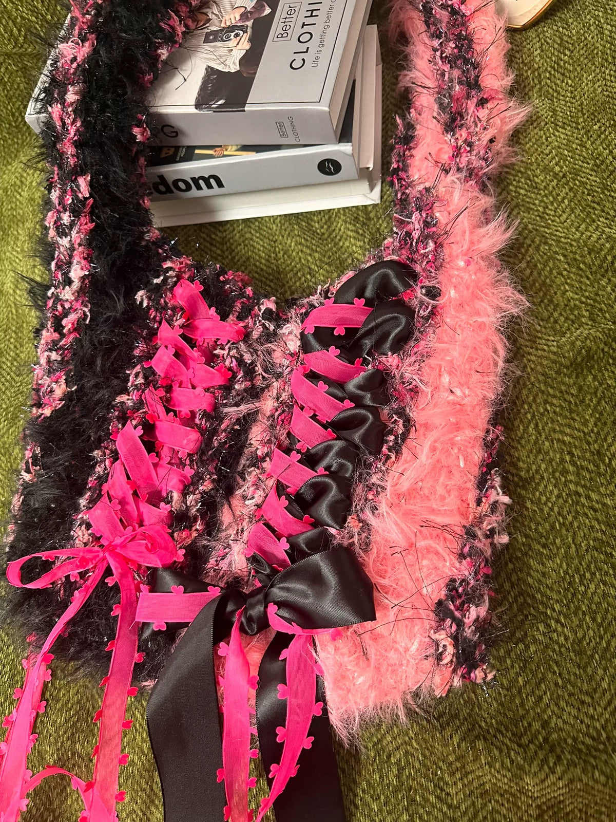 Black Pink Two Tone Ballet Shoulder Bag