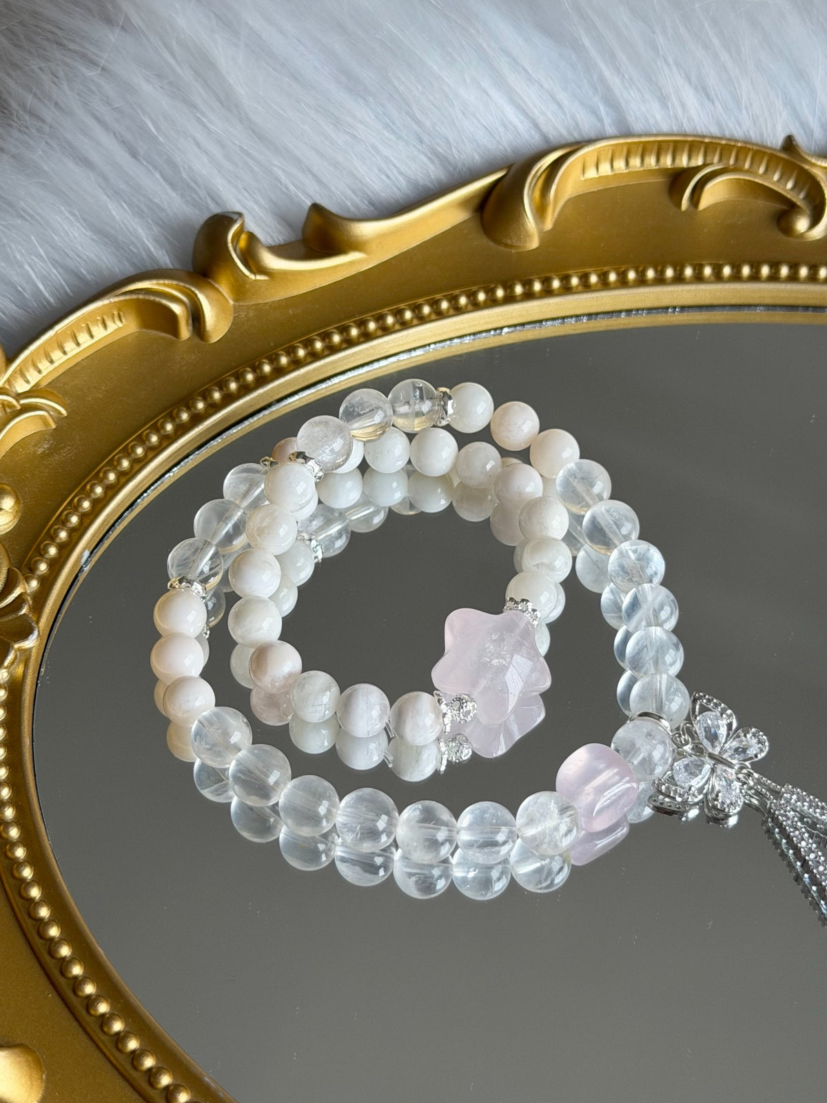 Snowflake Phantom Quartz Double Wrap Bracelet