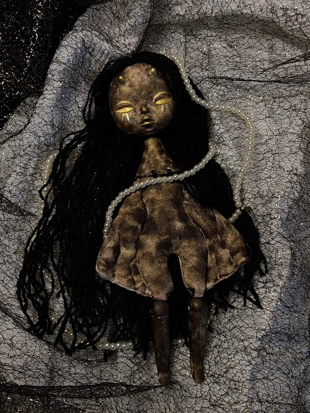 Handmade Art Doll Moth Stone Clay Figure