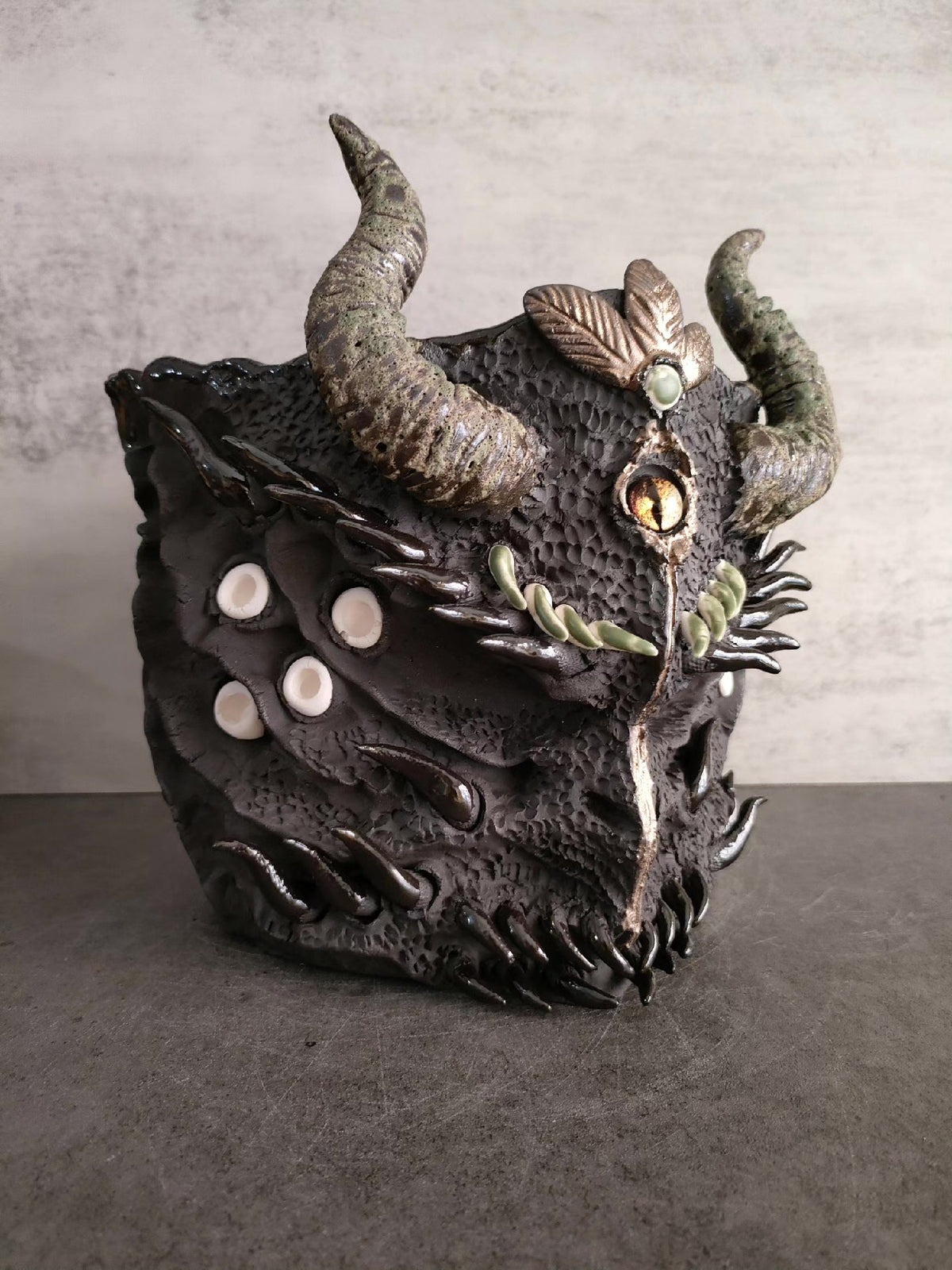 Ceramic Dragon Eye Planter with Thorns