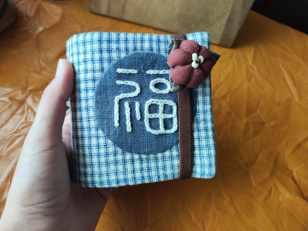 Handmade Fabric Notebook with Blue Plaid Cover
