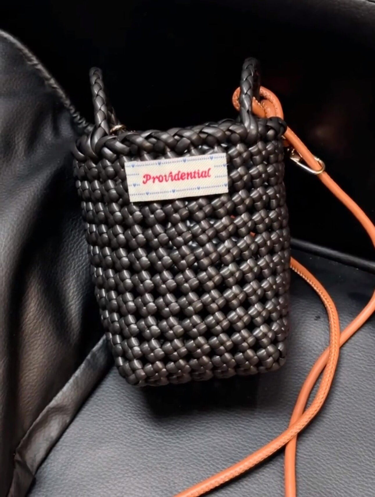 Black Woven Crossbody Bag