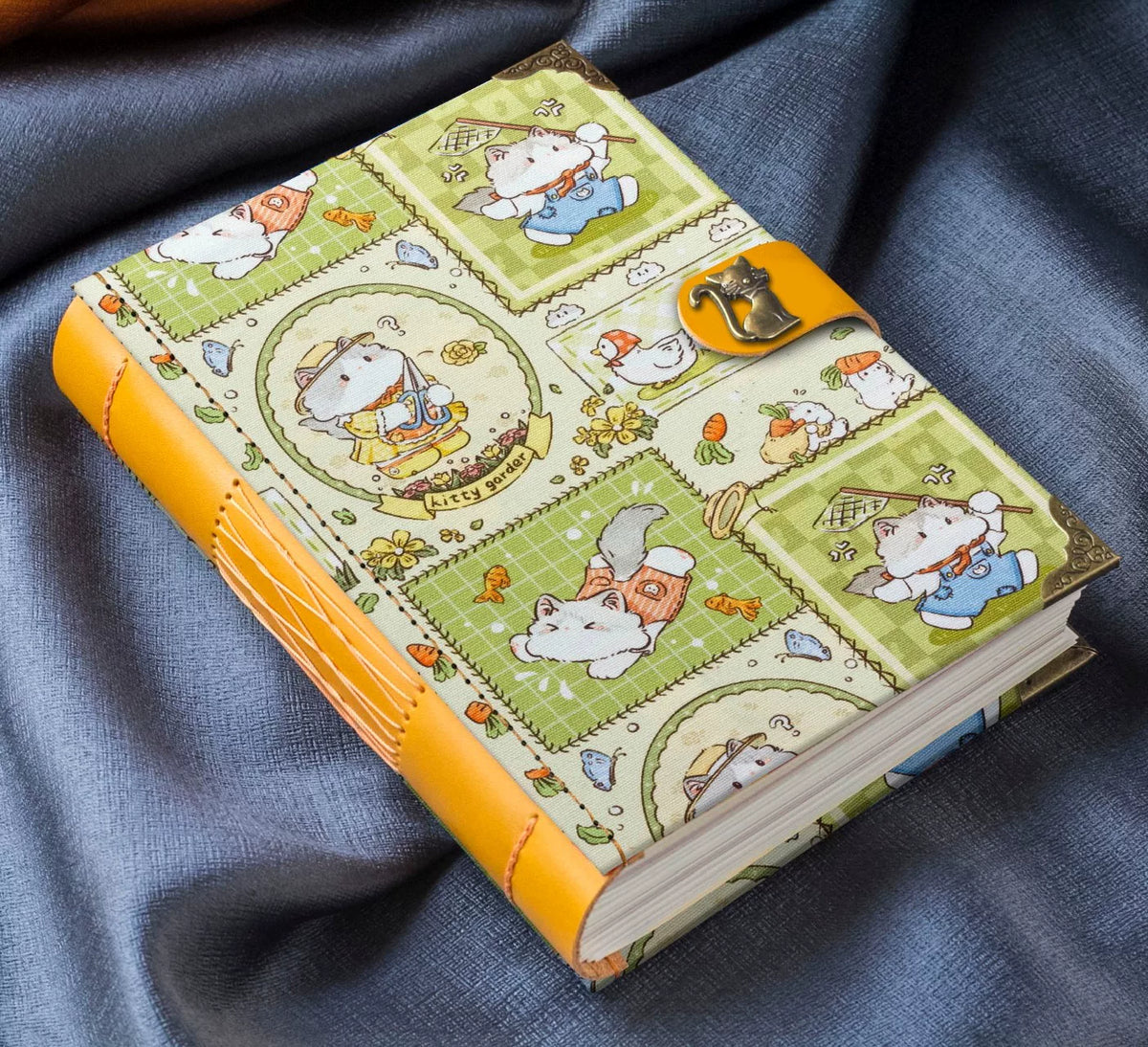 Handmade Fabric Cover Cat Notebook