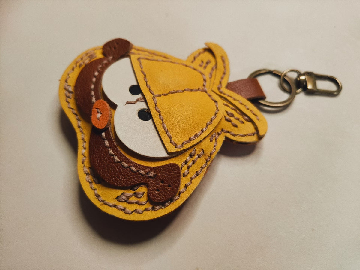 Handcrafted Leather Garfield Keychain Pendant