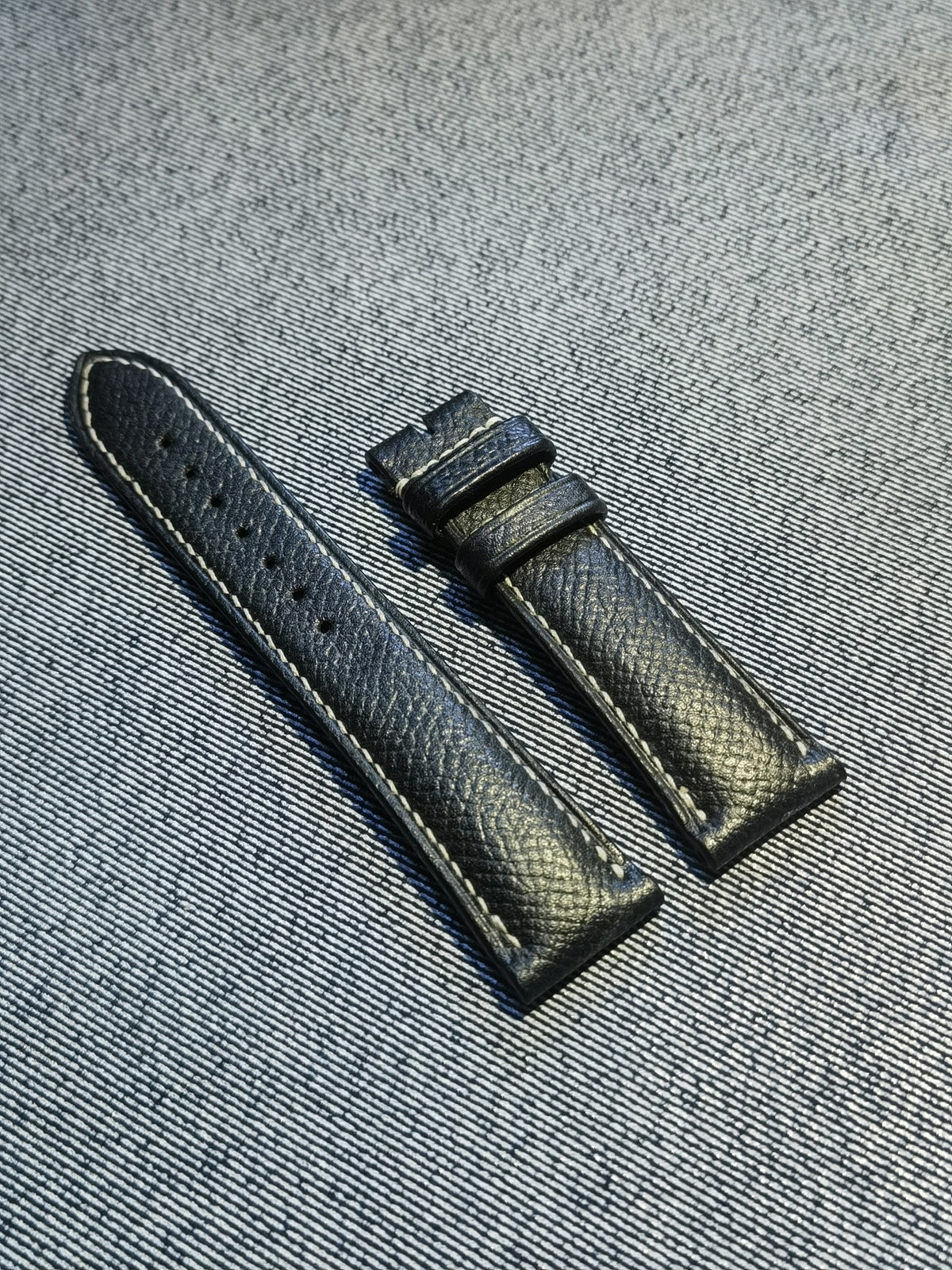 Black Palm Grain Leather Watch Strap